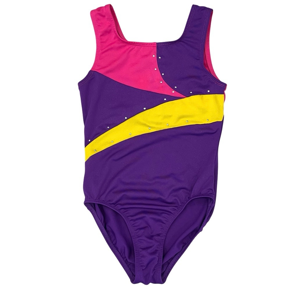 Jacques Moret Active Girls' M 8/10 Leotard Dance Gymnastics Pink Purple Shimmer